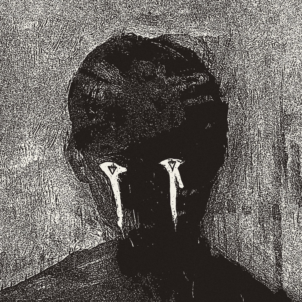 image shows The Devil Wears Prada Color Decay CD album cover. The album cover is a grainy image of a black outline of a man with his white eyes crying. 